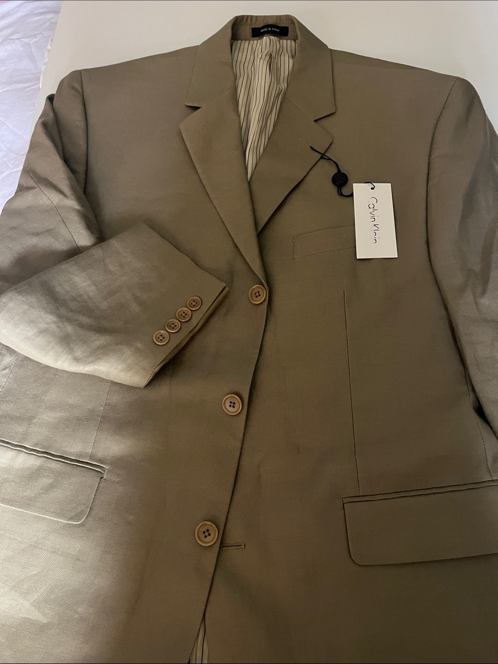 Calvin Klein Men’s khaki Single-Breasted Blazer Size 42